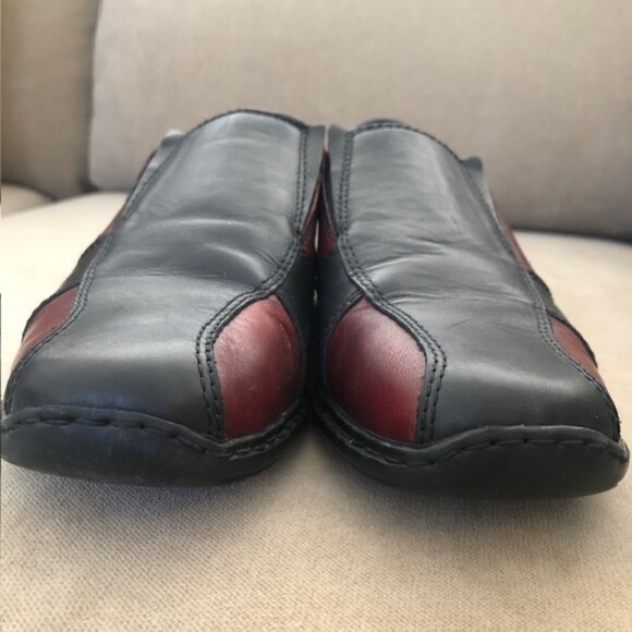 Rieker Colour Block / Patchwork Slip-On Loafers / Flats in Black and Raspberry - Picture 5 of 9